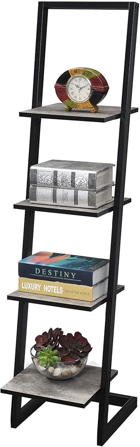 Convenience Concepts Designs2Go 4 Tier Ladder Bookshelf, Faux Birch / Black - LeafyLoom