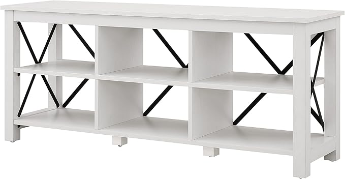 Henn&Hart Rectangular TV Stand for TV's up to 65" in White, TV Stands for the Living Room - LeafyLoom