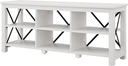 Henn&Hart Rectangular TV Stand for TV's up to 65" in White, TV Stands for the Living Room - LeafyLoom