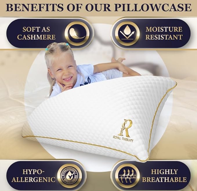 Royal Therapy Pillows Queen Size Set of 2, Memory Foam Pillow, Rayon Derived from Bamboo Pillow, Queen Pillows, Pillow for Side Sleepers, Bed Pillow, Cooling Pillow, Bed Pillow, Queen Size Pillows - LeafyLoom