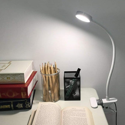 Desk lamp, LED Reading Light, Dimmable Clamp Lamp for Bed Headboard, Bedroom, Office, 3 Modes & 9 Dimming Levels, Flexible Clip Desk Lamp - LeafyLoom