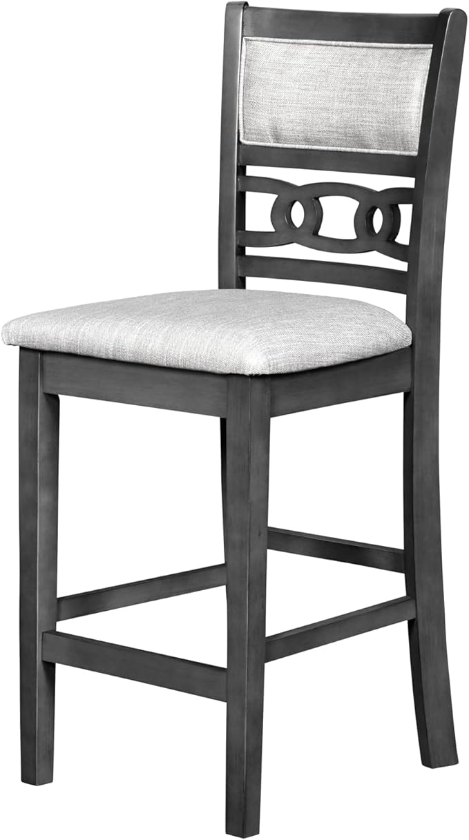 New Classic Furniture Gia Counter Dining Chair (Set of Four), Light Gray Fabric Upholstered Seat & Back Rest, Gray - LeafyLoom