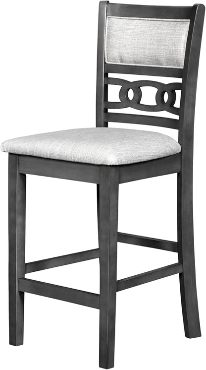 New Classic Furniture Gia Counter Dining Chair (Set of Four), Light Gray Fabric Upholstered Seat & Back Rest, Gray - LeafyLoom