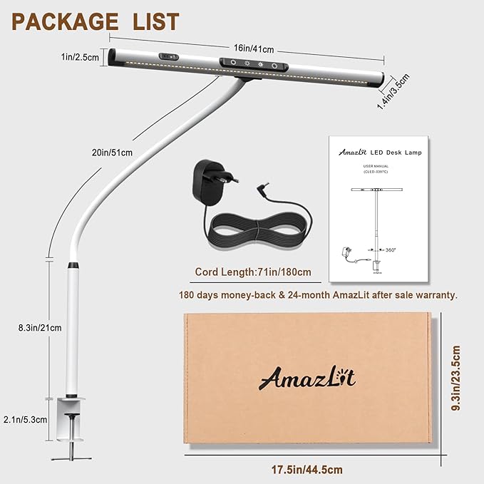 Desk Lamp for Home Office, Desk Light with Clamp, Office Lamp with Remote & Gesture Sensing, Monitor Light Bar, Adjustable Color Temperature & Brightness, 12W - LeafyLoom