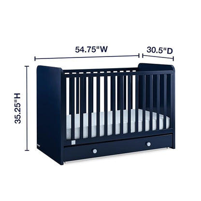 GAP babyGap Graham 4-in-1 Convertible Crib with Storage Drawer - Greenguard Gold Certified, Navy/Light Blue - LeafyLoom