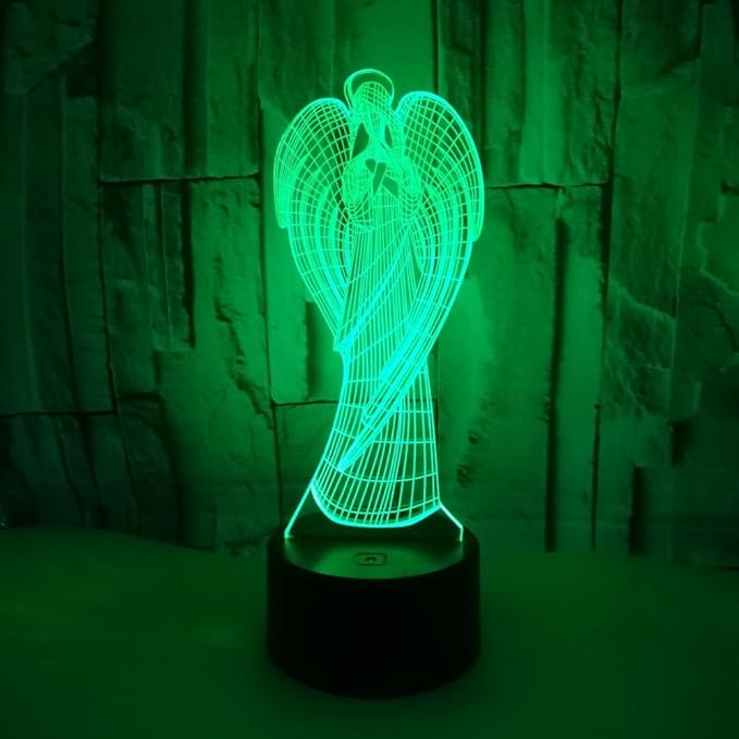 3D Angel Night Light Illusion Lamp 7/16 Color Change LED Lamp USB Power Remote Control Table Gift Kids Gifts Decor Decorations Christmas Valentines Gift - LeafyLoom