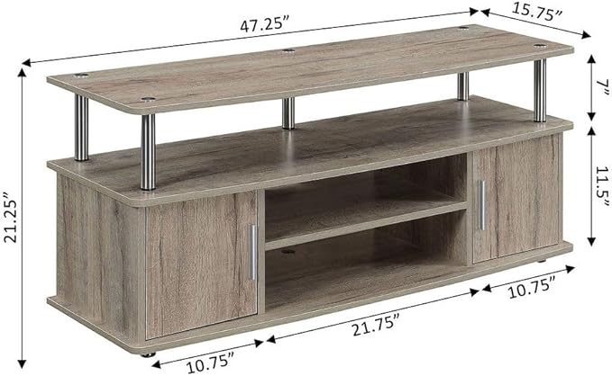 Convenience Concepts Designs2Go Monterey TV Stand with Cabinets and Shelves Home_Furniture_and_Decor, Sandstone - LeafyLoom