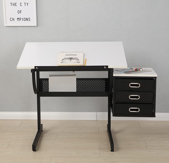 NicBex Laik-DW-00016-DX Desks, 45.67" W x 23.6" D x 29.5" H, White+Black - LeafyLoom