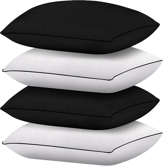 HIMOON Bed Pillows for Sleeping 4 pack,Standard Size Cooling Pillows Set of 4,Top-end Microfiber Cover for Side Stomach Back Sleepers(Mixed color) - LeafyLoom