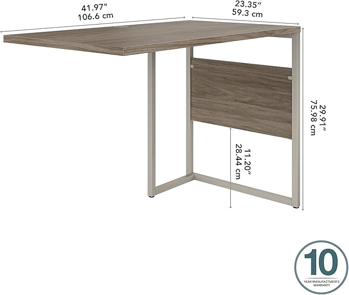 Bush Business Furniture Hybrid Desk Return/Bridge, 42W x 24D, Modern Hickory - LeafyLoom