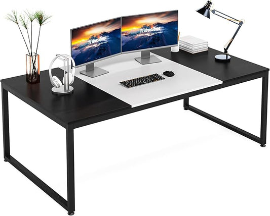 70.8 Inch Executive Desk, Large Computer Office Desk, Modern Simple Business Study Writing Table for Home Office - LeafyLoom