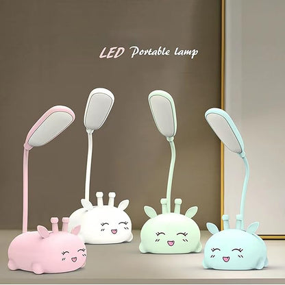 Cute Deer Lamp USB Rechargeable Reading Light,LED Desk Lamp for Kids, Portable LED Table Light, Flexible Gooseneck Eye-Care Cartoons Small Desk Lamp Girls Gifts (White) - LeafyLoom