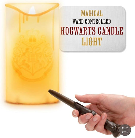 Paladone Hogwarts Crest Candle Light with Magical Wand Remote Control, Harry Potter Room Decor and Desk Accessories - LeafyLoom