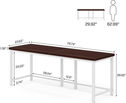 78.7 Inch Large Double Home Office Compuer Desk Two Person Study Table - LeafyLoom