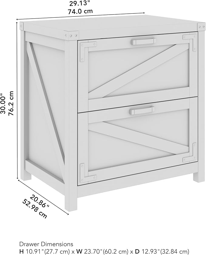 Bush Business Furniture Knoxville 2 Drawer Lateral File Cabinet, Farmhouse Document Storage Chest for Home Office, Reclaimed Pine - LeafyLoom