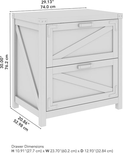 Bush Business Furniture Knoxville 2 Drawer Lateral File Cabinet, Farmhouse Document Storage Chest for Home Office, Reclaimed Pine - LeafyLoom