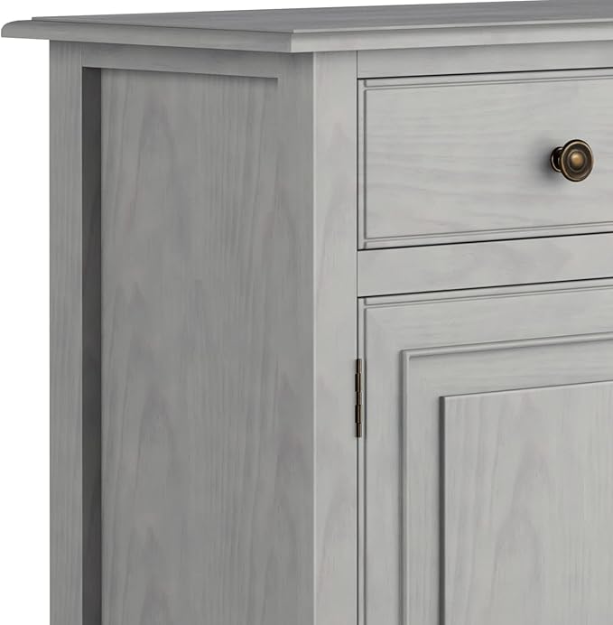 SIMPLIHOME Connaught Solid Wood 40 inch Wide Traditional Entryway Storage Cabinet in Fog Grey for The Living Room, Entryway and Family Room - LeafyLoom