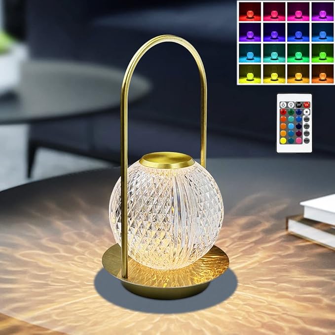 Portable Metal Desk Lamp, 16 Colors LED Rechargeable Night Light with Remote/Touch Control and USB, Gifts for Kids Friends Lover - LeafyLoom