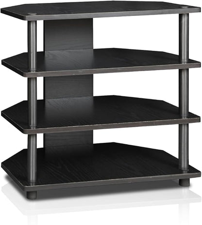 Furinno Turn-N-Tube Easy Assembly 4-Tier Petite Entertainment Center / TV Stand / TV Unit / TV Desk, Blackwood - LeafyLoom