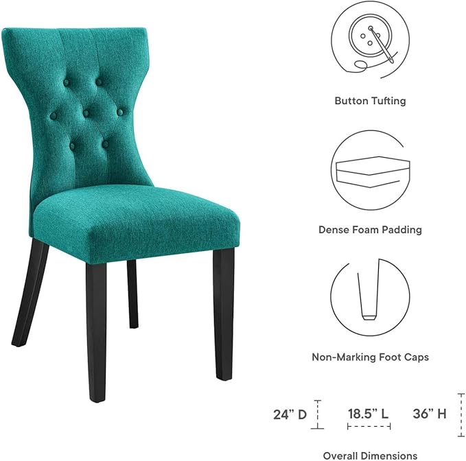 Modway Silhouette Chair, Teal 24.5 x 18 x 36 - LeafyLoom