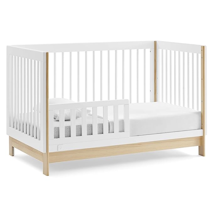 GAP babyGap Tate 4-in-1 Convertible Crib - Greenguard Gold Certified, Bianca White/Natural - LeafyLoom