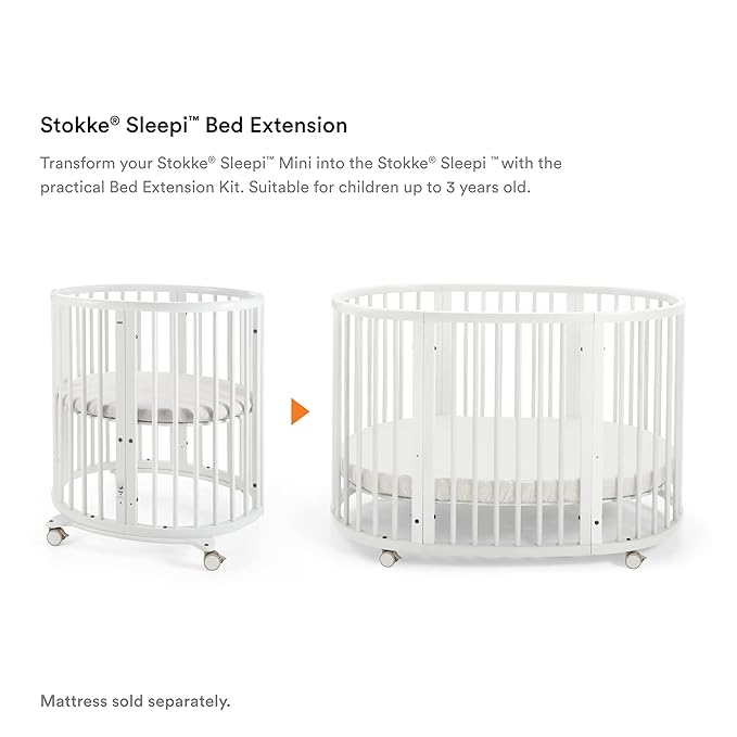 Stokke Sleepi Bed Extension, White - Convert Sleepi Mini Crib Into Sleepi Bed - Suitable for Children Up to 3 Years - Mattress Sold Separately - Extends Bed to 50 Inches - LeafyLoom