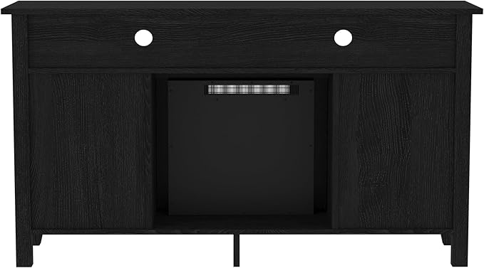 Walker Edison Glenwood Rustic Farmhouse Glass Door Highboy Fireplace TV Stand for TVs up to 65 Inches, 58 Inch, Black - LeafyLoom