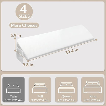 King Bed Wedge Pillow - Versatile Wedge Pillow Bed Gap Filler. Can Also be Used as a headboard Pillow, Mattress Wedge, and Bed Gap Filler(White 39"x10"x6") - LeafyLoom