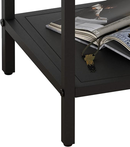 Black Metal Nightstand - 2 Shelf Multipurpose End Table Sturdy Sturdy Bedside Table Easy to Clean Suitable for Function As a Night Stand,End Table,Side Table (Black) - LeafyLoom