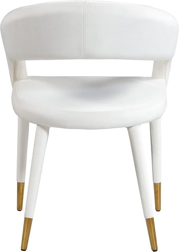 Meridian Furniture Destiny Collection Modern | Contemporary Velvet Upholstered Rounded Back Dining Chair, 23" W x 23" D x 31.5" H, Cream - LeafyLoom