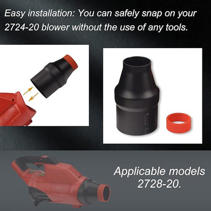 Car Drying Nozzle with Red Soft Tip Cover for Milwaukee M18 Fuel Single Battery Leaf Blowers Fits 2724-20 and 2728-20 - LeafyLoom