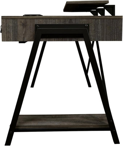 Signature Design by Ashley Barolli Home Office Gaming Desk with Multiuple LED Back Lights, Grayish Brown - LeafyLoom