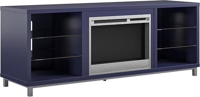 Ameriwood Home Lumina Fireplace TV Stand, Deluxe 70", Navy - LeafyLoom