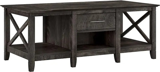 Bush Furniture Key West 47-Inch x 24-Inch Coffee Table, Dark Gray Hickory (KWT148GH-03) - LeafyLoom