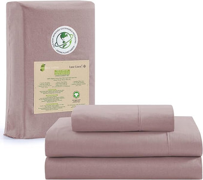 LANE LINEN 100% Organic Cotton Twin XL Sheets Set 3-Piece Pure Percale Soft Bedding Breathable Fits Mattress Upto 15" Deep - Lilac - LeafyLoom