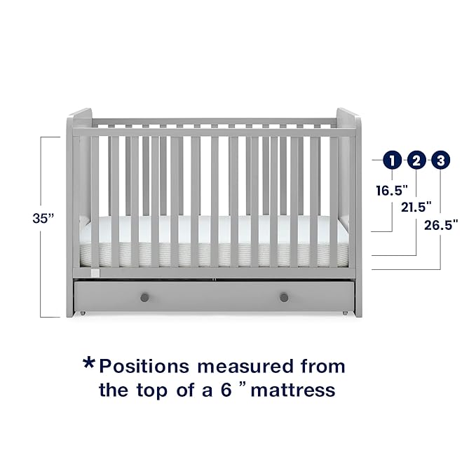 babyGap by Delta Children Graham 4-in-1 Convertible Crib with Storage Drawer TrueSleep Crib and Toddler Mattress (Bundle), Grey/Dark Grey - LeafyLoom