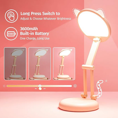 Cute Desk Lamp Foldable & Portable Lamp, Rechargeable+9 Brightness Pink Desk Lamp Kawaii Room Decor,Cute Lamp Kawaii Lamp Kawaii Desk Accessories,Pink Desk Lamp Cute Lamp Kawaii Room Decor Kawaii Lamp - LeafyLoom