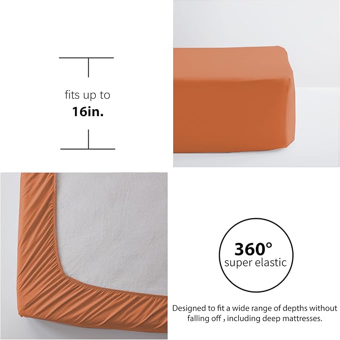 Anluoer King Bed in a Bag 7 Pieces, Burnt Orange Tufted Comforter Set with comforters and sheets, All Season Bedding Sets with 1 Comforter, 2 PillowShams, 2 Pillowcases, 1 Flat Sheet, 1 Fitted Sheet - LeafyLoom