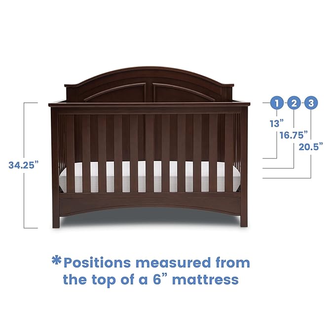 Delta Children Perry 6-in-1 Convertible Crib - Greenguard Gold Certified, Walnut Espresso - LeafyLoom