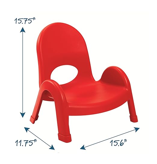 Children's Factory Angeles Value Stack Kids Chair, Preschool/Homeschool/Daycare Furniture, Flexible Seating Classroom Furniture for Toddlers, Red, 5" (AB7705PR) - LeafyLoom