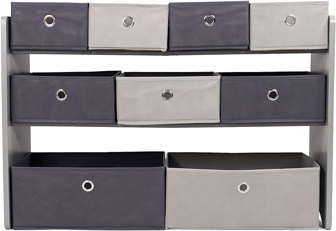 Humble Crew Kids Toy Organizer with 9 Storage Fabric Bins, Grey - LeafyLoom