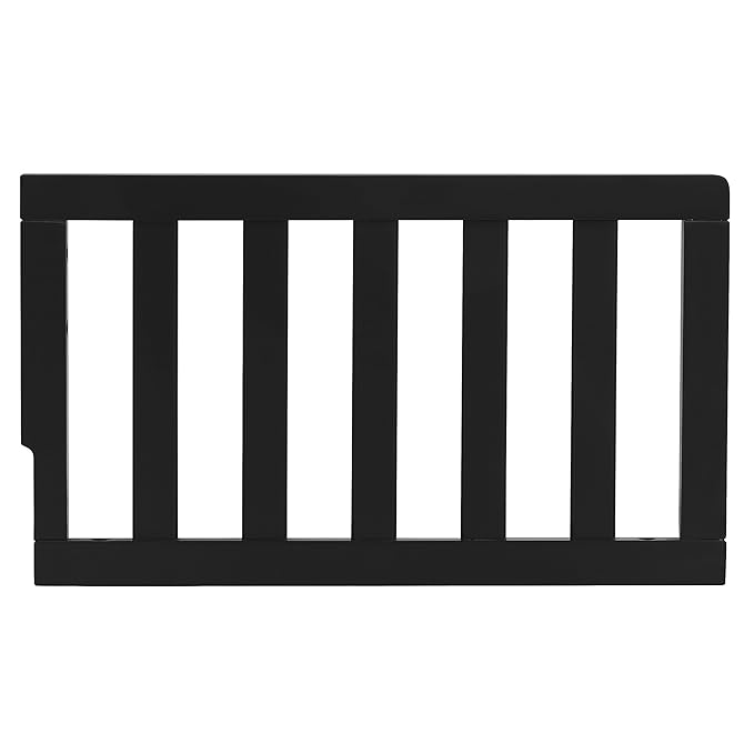 Convertible Crib Toddler Guard Rail in Matte Black Vintage, Converts Cribs to Toddler Beds, Solid Wood Construction - LeafyLoom