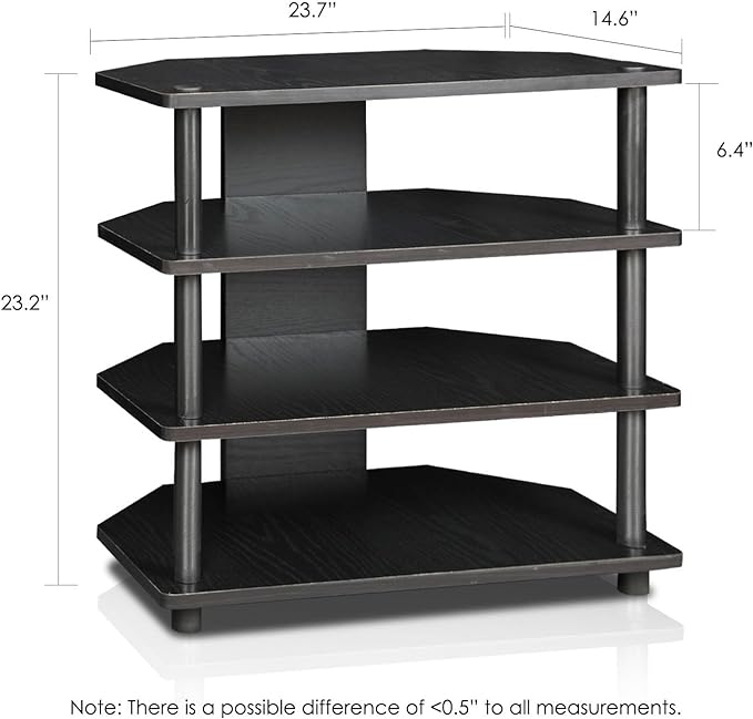 Furinno Turn-N-Tube Easy Assembly 4-Tier Petite Entertainment Center / TV Stand / TV Unit / TV Desk, Blackwood - LeafyLoom