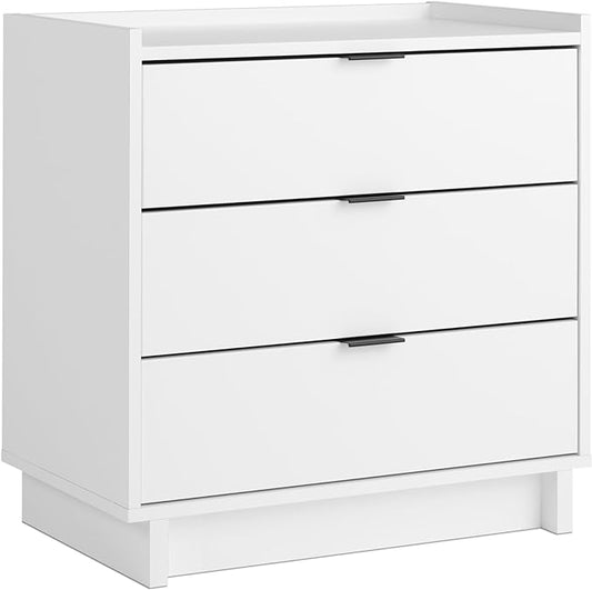 Prepac Three Nightstand, 3-Drawer, Simple White - LeafyLoom