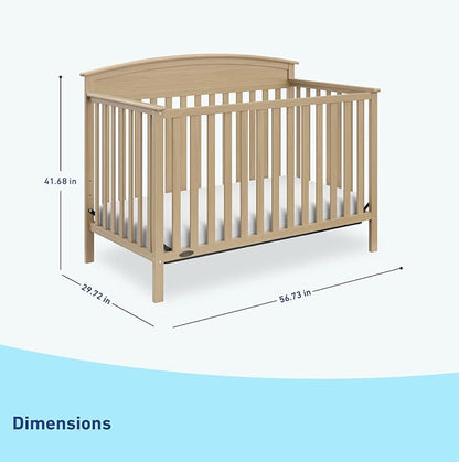 Graco Benton 5-in-1 Convertible Crib (Driftwood) – GREENGUARD Gold Certified, Converts from Baby Crib to Toddler Bed, Daybed and Full-Size Bed, Fits Standard Full-Size Crib Mattress - LeafyLoom