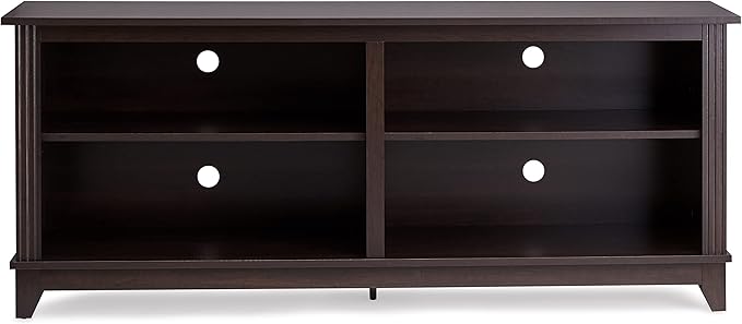 ROCKPOINT 58inch TV Stand for TVs to 55, 65 Inch Flat Screen, Home Living Room Storage Console, Entertainment Center with 4 Open Storage Shelves, TV Console Table (Espresso) - LeafyLoom