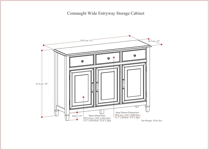 SIMPLIHOME Connaught Low Storage Cabinet, 51 inch, Chestnut Brown - LeafyLoom