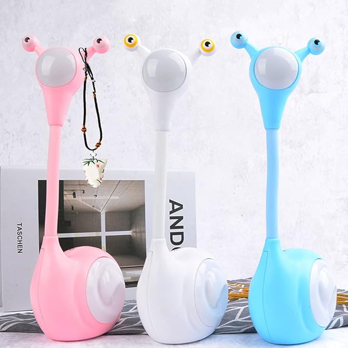 Fantasee Snail LED Desk Lamp Nursery Night Light USB Rechargeable Touch Dimmable for Child Kids Students Bedroom Dorm Reading Birthday Party Gift (White Snail) - LeafyLoom