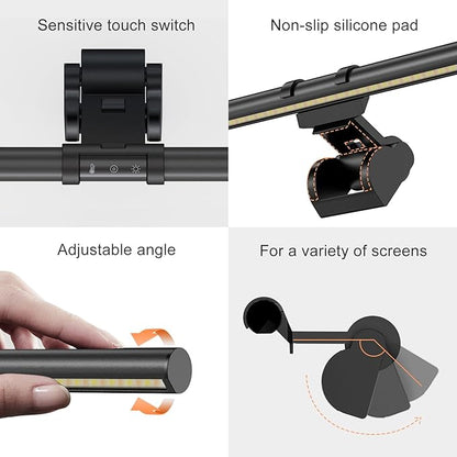 Induction Monitor Light with Sensor, Monitor Light Desk Lamp with Touch and Sensor Control, No Screen Glare Dimmable Monitor Lamp Computer Light Bar for Screen/Home/Office - LeafyLoom
