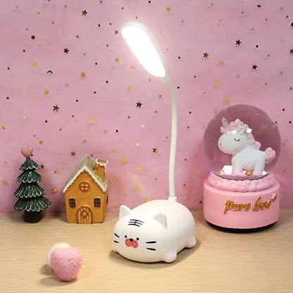 Kids Lamp, Cute LED Desk Lamp for Kids, Mini Animal Night Light, USB Rechargeable Flexible Cartoon Lamp Eye-Care Lighting for Bedroom (Tiger G, White) - LeafyLoom